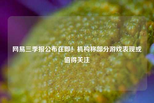 网易三季报公布在即！机构称部分游戏表现或值得关注