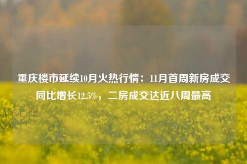 重庆楼市延续10月火热行情：11月首周新房成交同比增长12.5%，二房成交达近八周最高