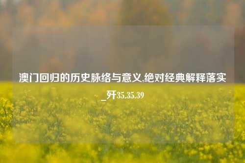 澳门回归的历史脉络与意义,绝对经典解释落实_歼35.35.39