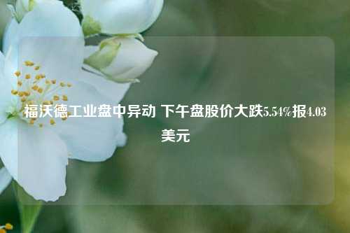 福沃德工业盘中异动 下午盘股价大跌5.54%报4.03美元