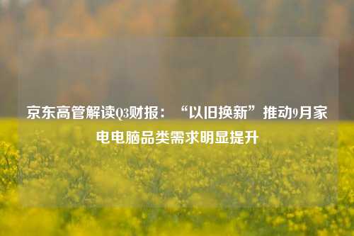 京东高管解读Q3财报：“以旧换新”推动9月家电电脑品类需求明显提升