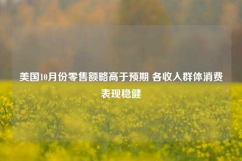 美国10月份零售额略高于预期 各收入群体消费表现稳健