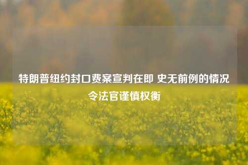 特朗普纽约封口费案宣判在即 史无前例的情况令法官谨慎权衡