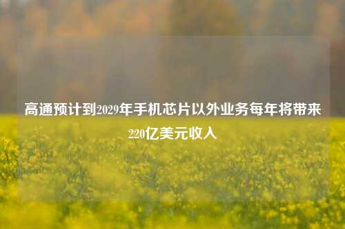 高通预计到2029年手机芯片以外业务每年将带来220亿美元收入