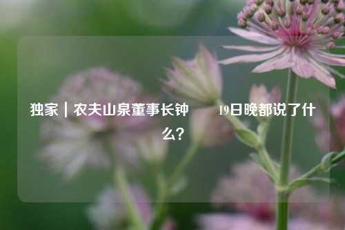 独家｜农夫山泉董事长钟睒睒19日晚都说了什么？