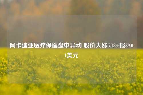 阿卡迪亚医疗保健盘中异动 股价大涨5.18%报39.01美元