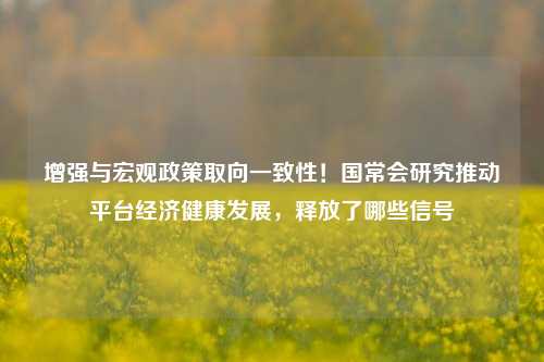 增强与宏观政策取向一致性！国常会研究推动平台经济健康发展，释放了哪些信号