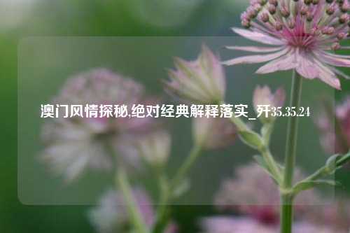 澳门风情探秘,绝对经典解释落实_歼35.35.24