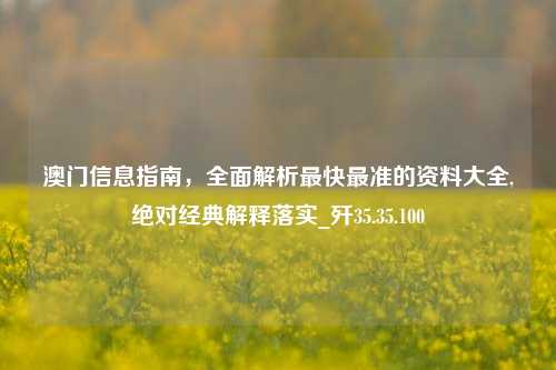 澳门信息指南，全面解析最快最准的资料大全,绝对经典解释落实_歼35.35.100