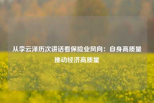 从李云泽历次讲话看保险业风向：自身高质量　推动经济高质量