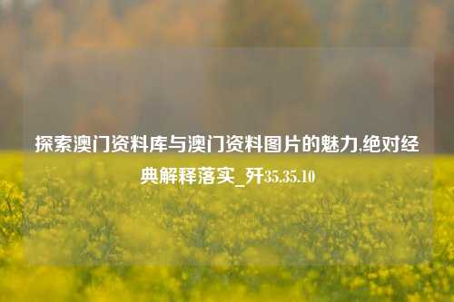 探索澳门资料库与澳门资料图片的魅力,绝对经典解释落实_歼35.35.10