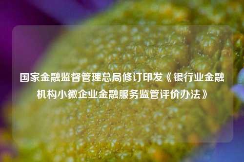 国家金融监督管理总局修订印发《银行业金融机构小微企业金融服务监管评价办法》