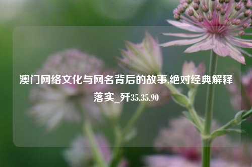 澳门网络文化与网名背后的故事,绝对经典解释落实_歼35.35.90